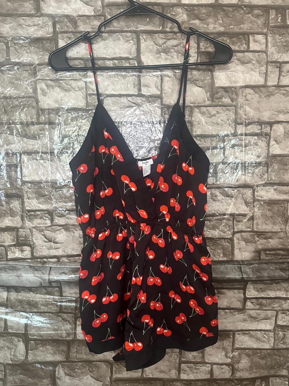 Forever 21 cherry camisole romper size medium